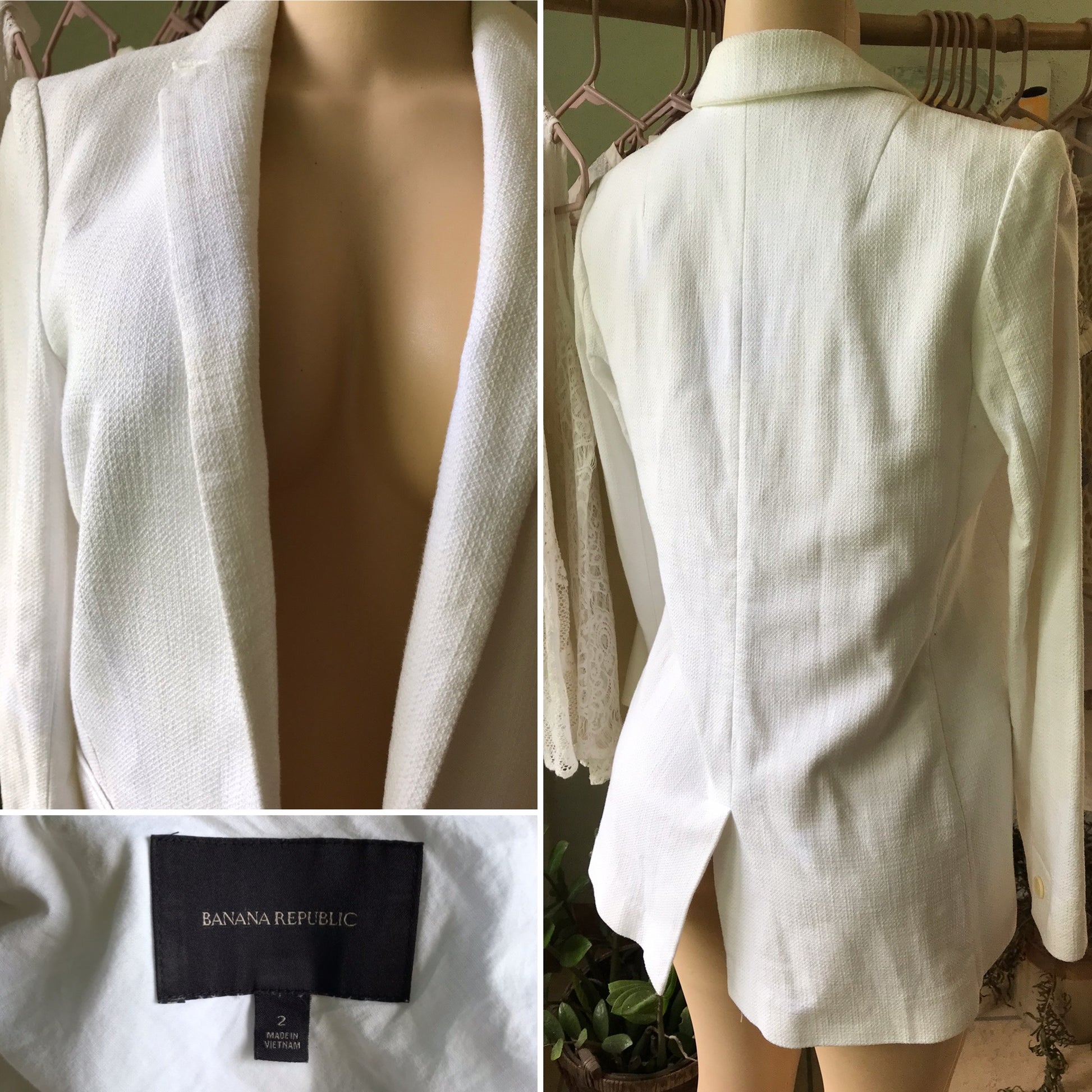 Banana Republic White Blazer Extra Long