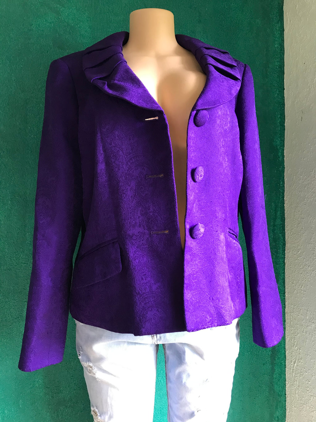 Electric Purple Vintage Shawl Collar Blazer