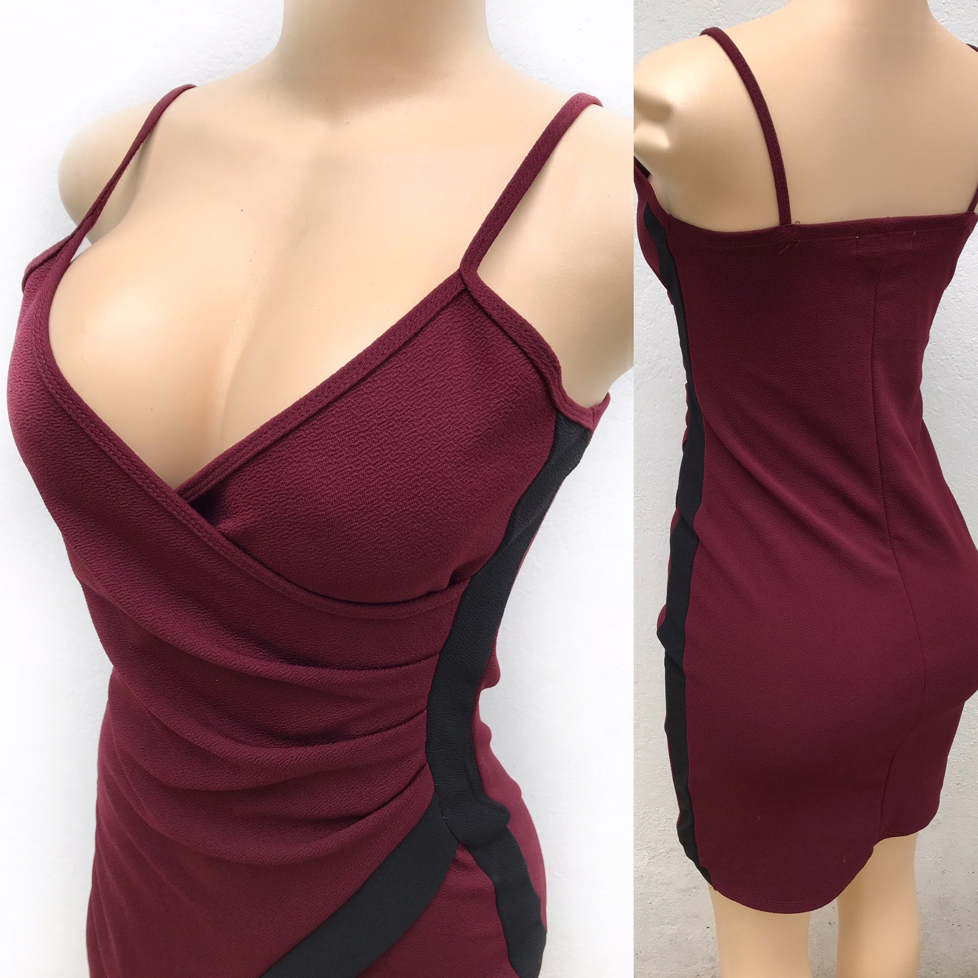 Burgundy & Black Spaghetti Date Night Dress