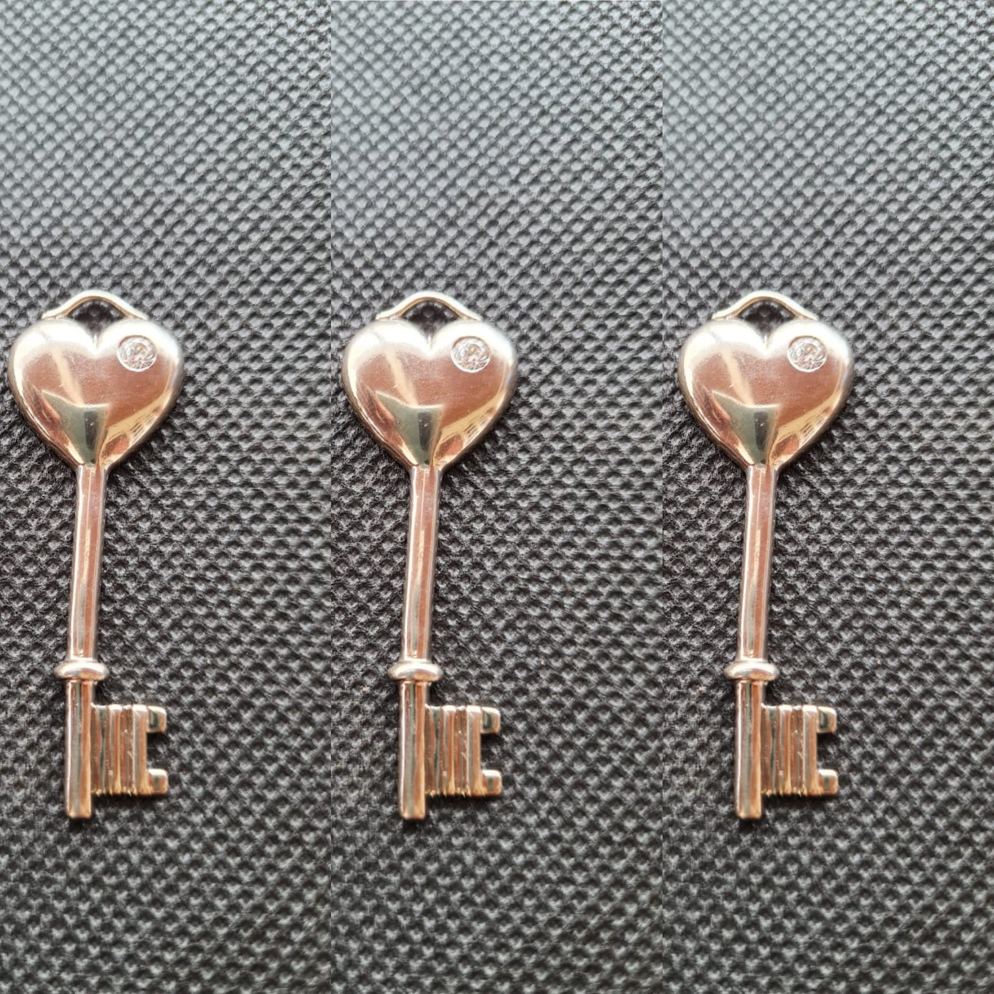 STERLING Silver Heart Key Pendant