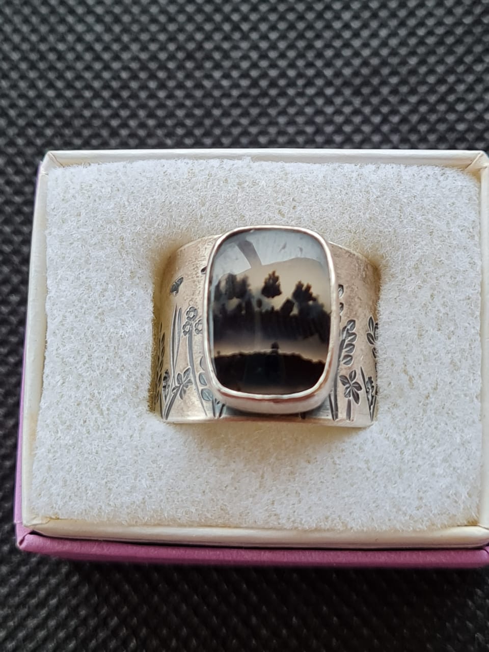 Gallery Darrow STERLING Silver Dendritic Agate Stone Ring Size 8
