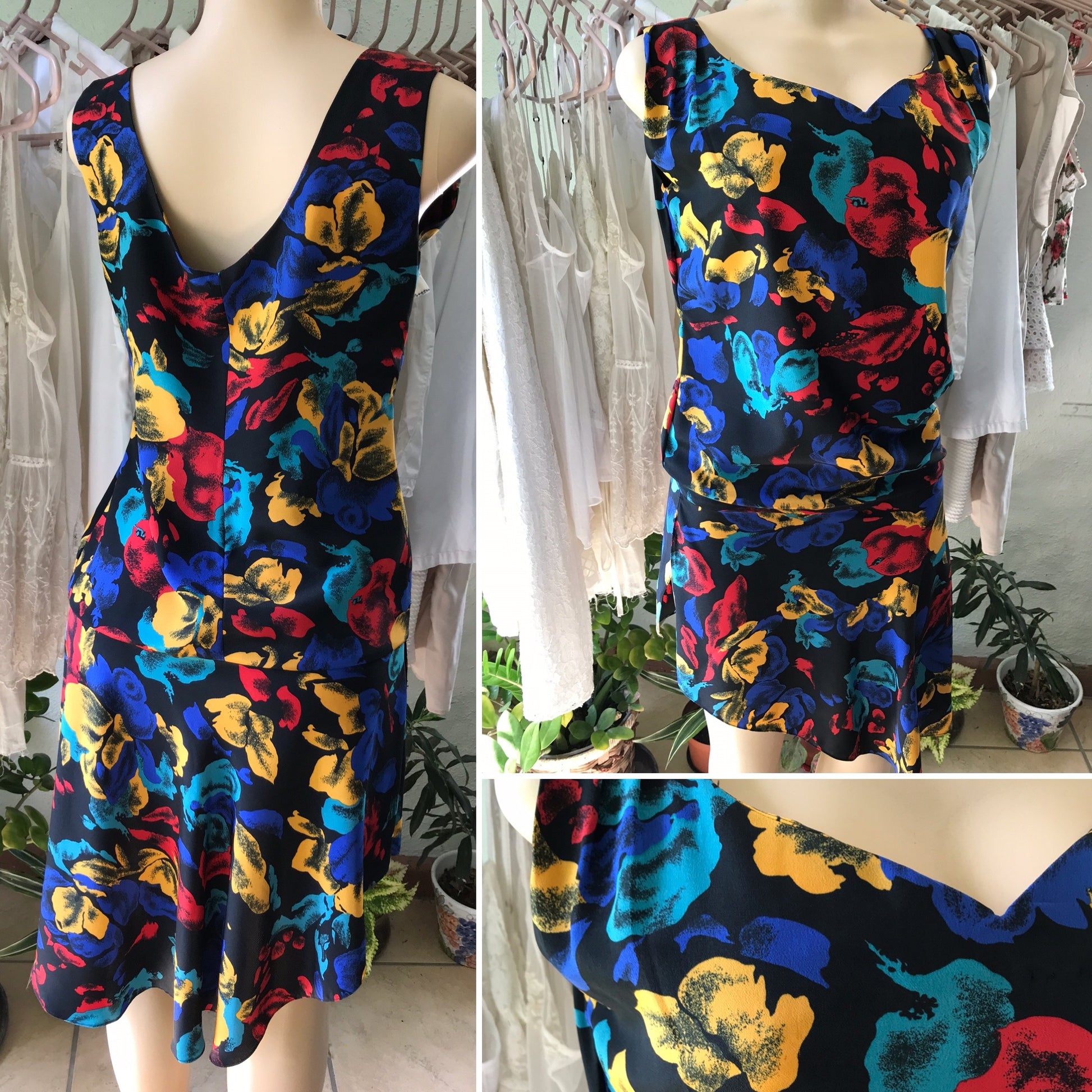 Vintage Black Pop Colour Dress