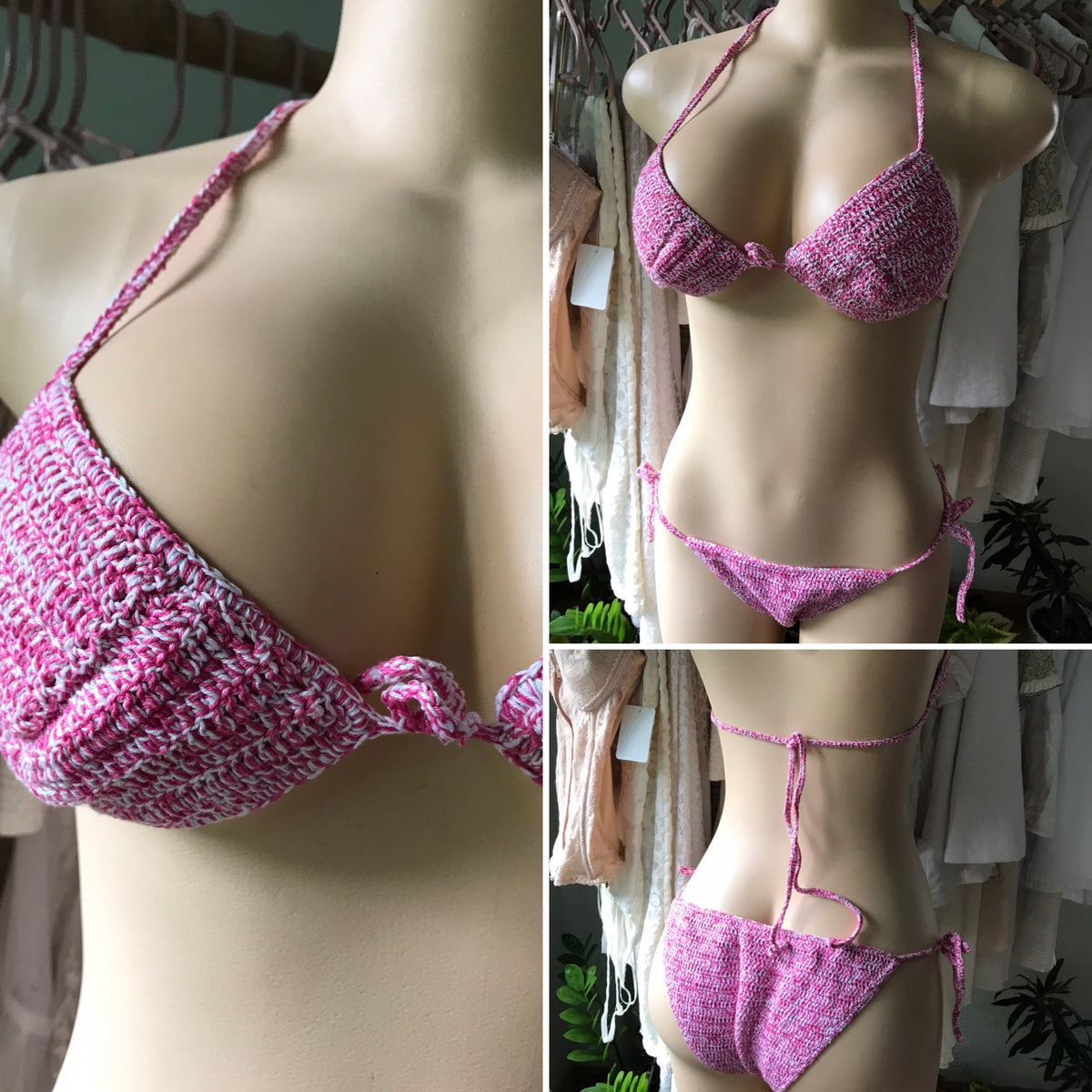 New Pink Crochet 2 Piece Swim