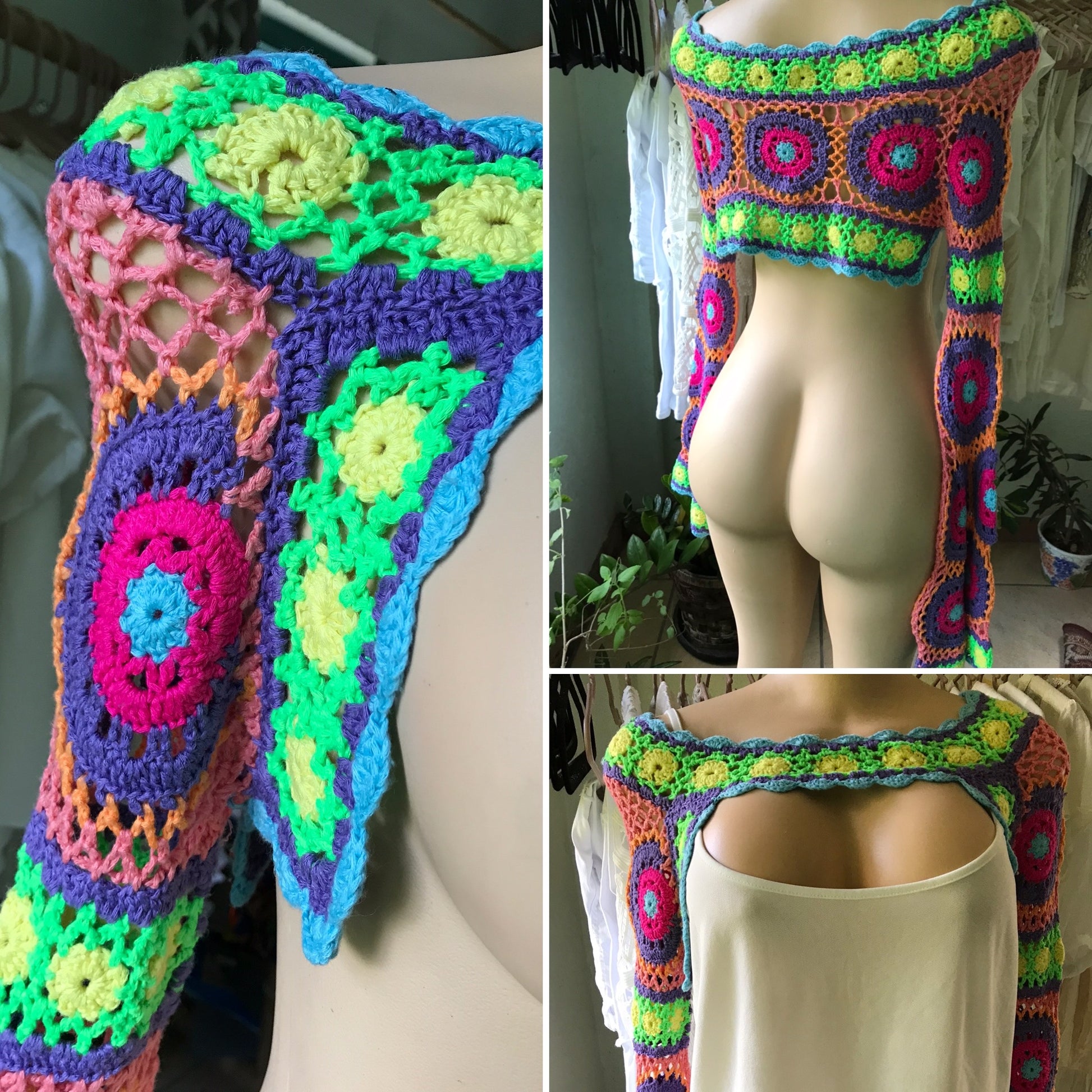 Most Unique Hippie Knit Cardigan Bell Sleeve Multicolour