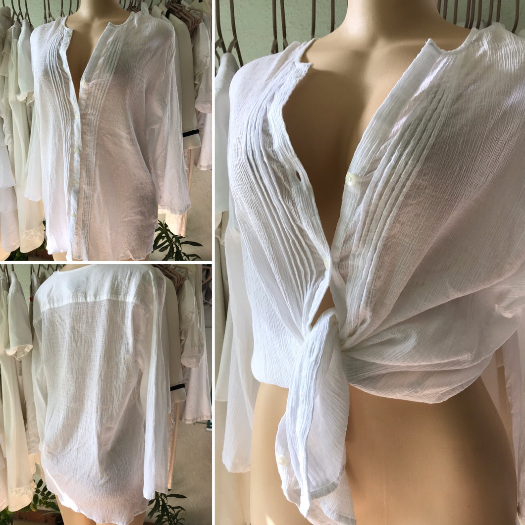 Vintage Talbots White Long Sleeve Cotton Blouse