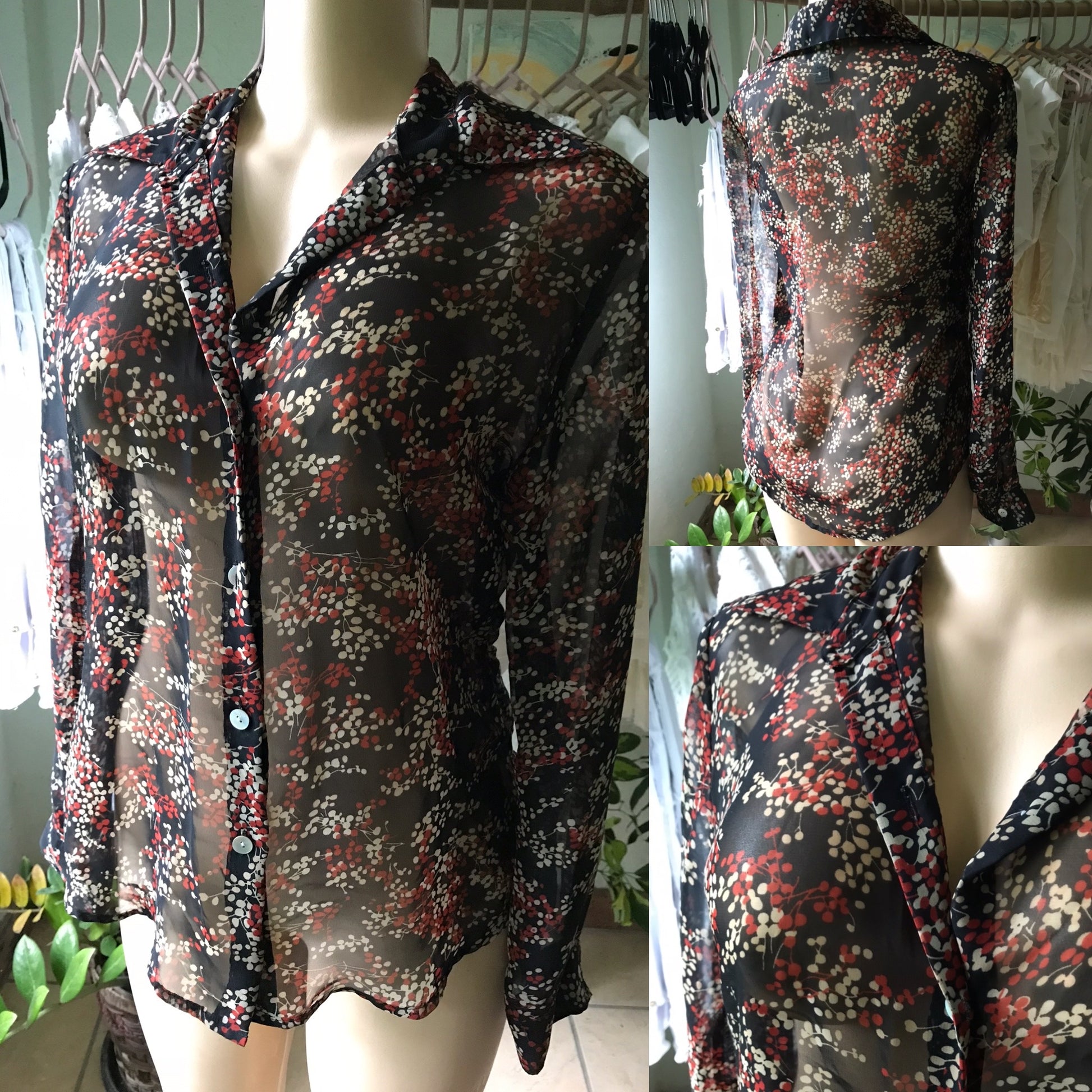 Vintage Sheer Autumnul Long Sleeve Blouse