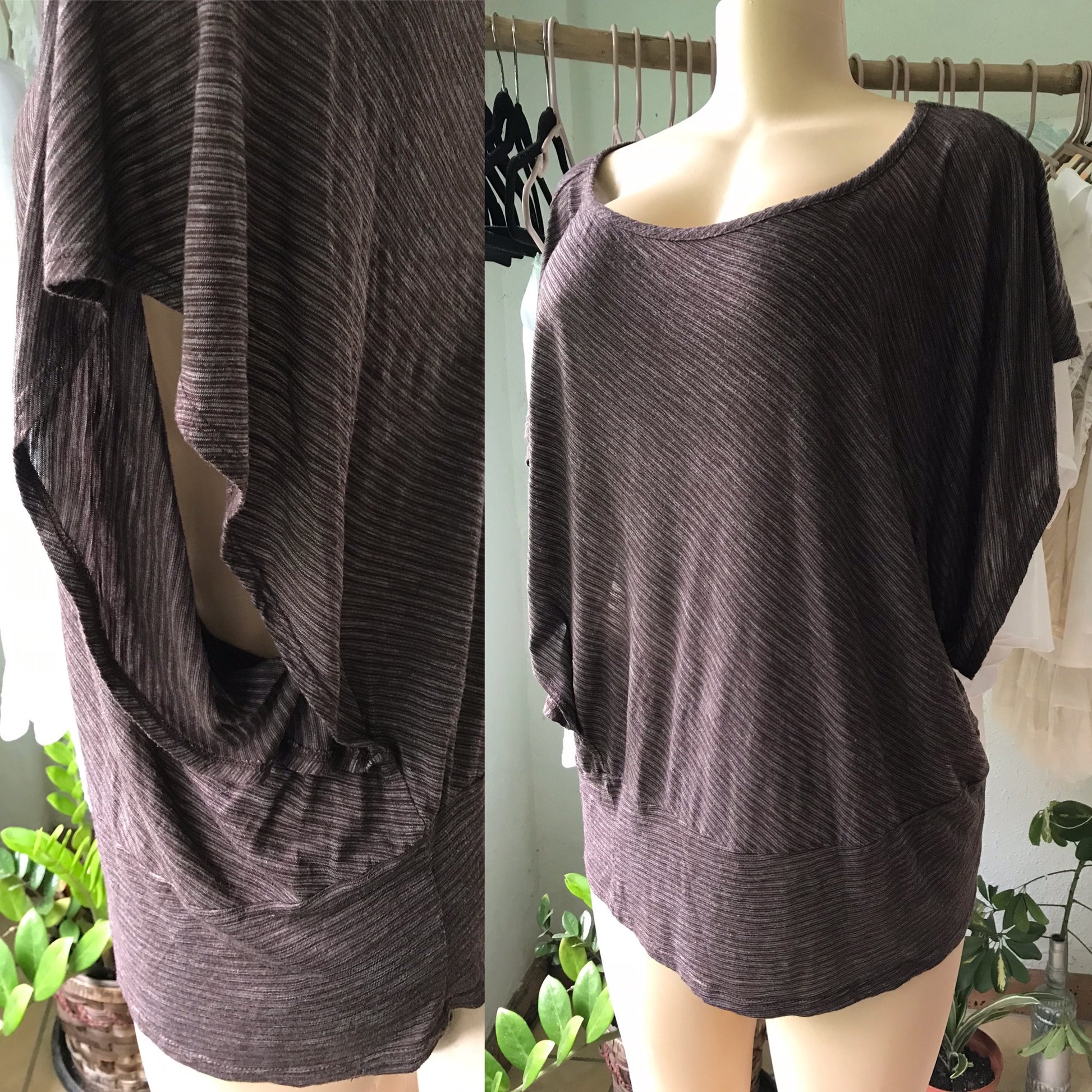 PLUS Brown Basic Kimono Sleeve Blouse