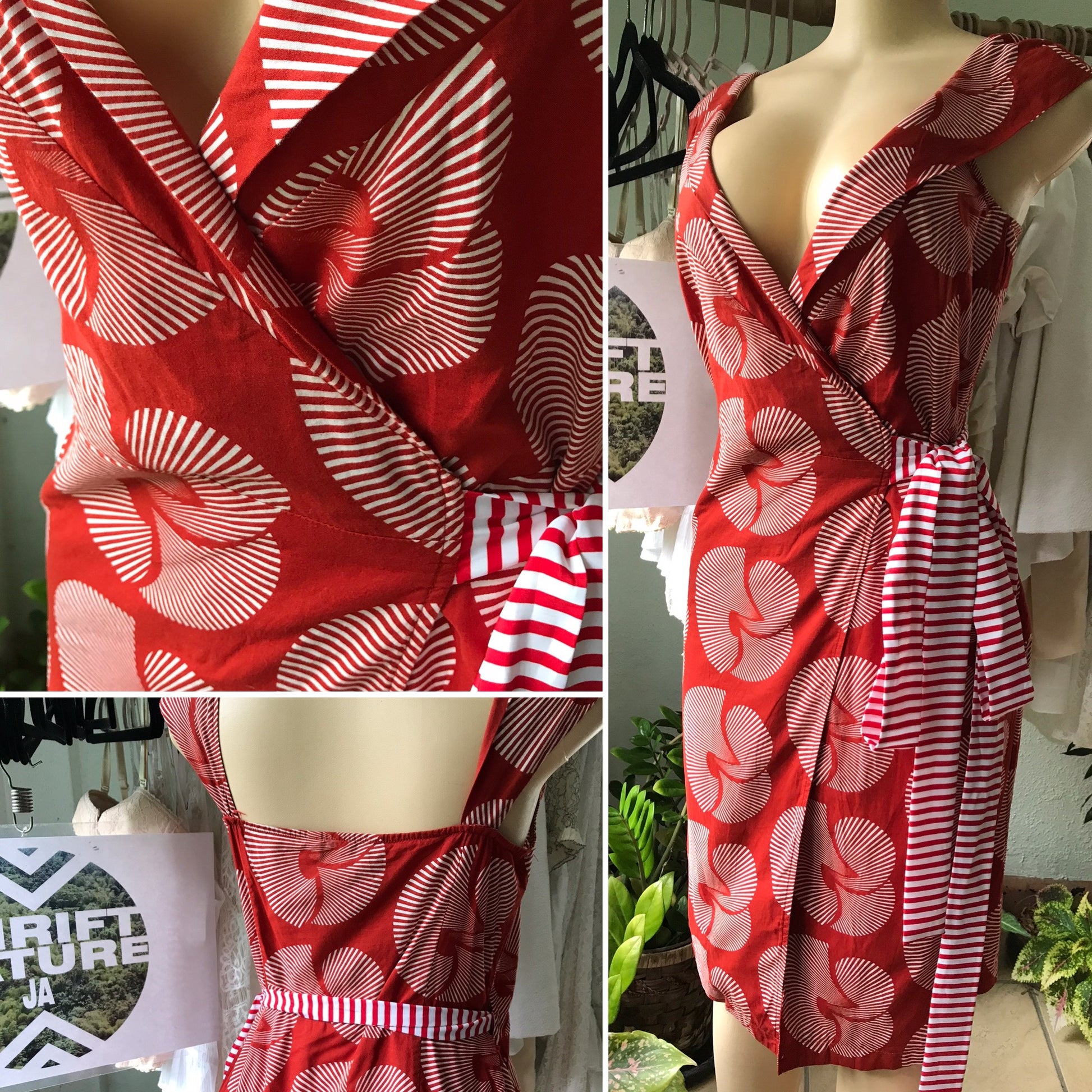 90s 100% Cotton Rust Wrap Dress African