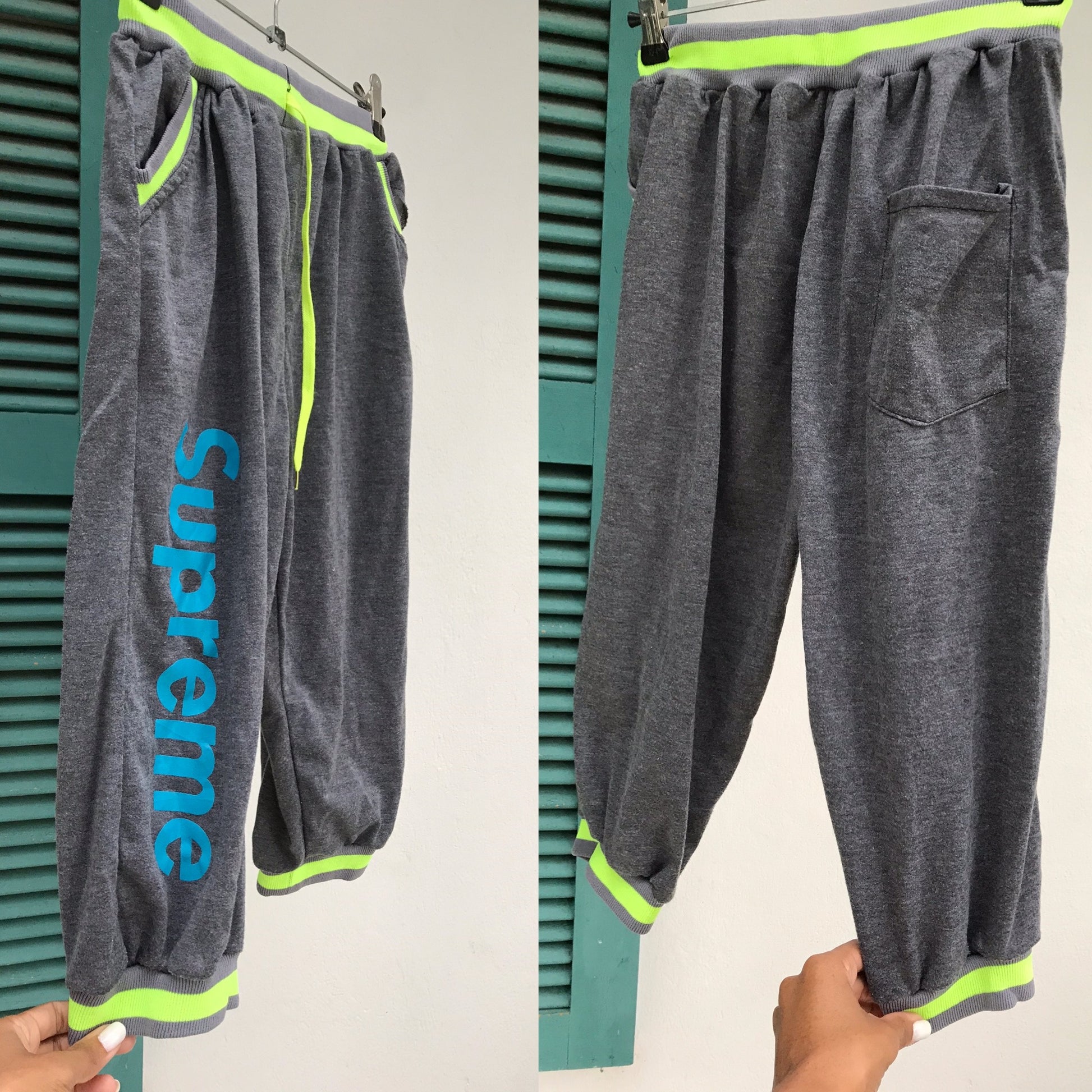 Supreme Cropped Jogger Grey Neon Trim