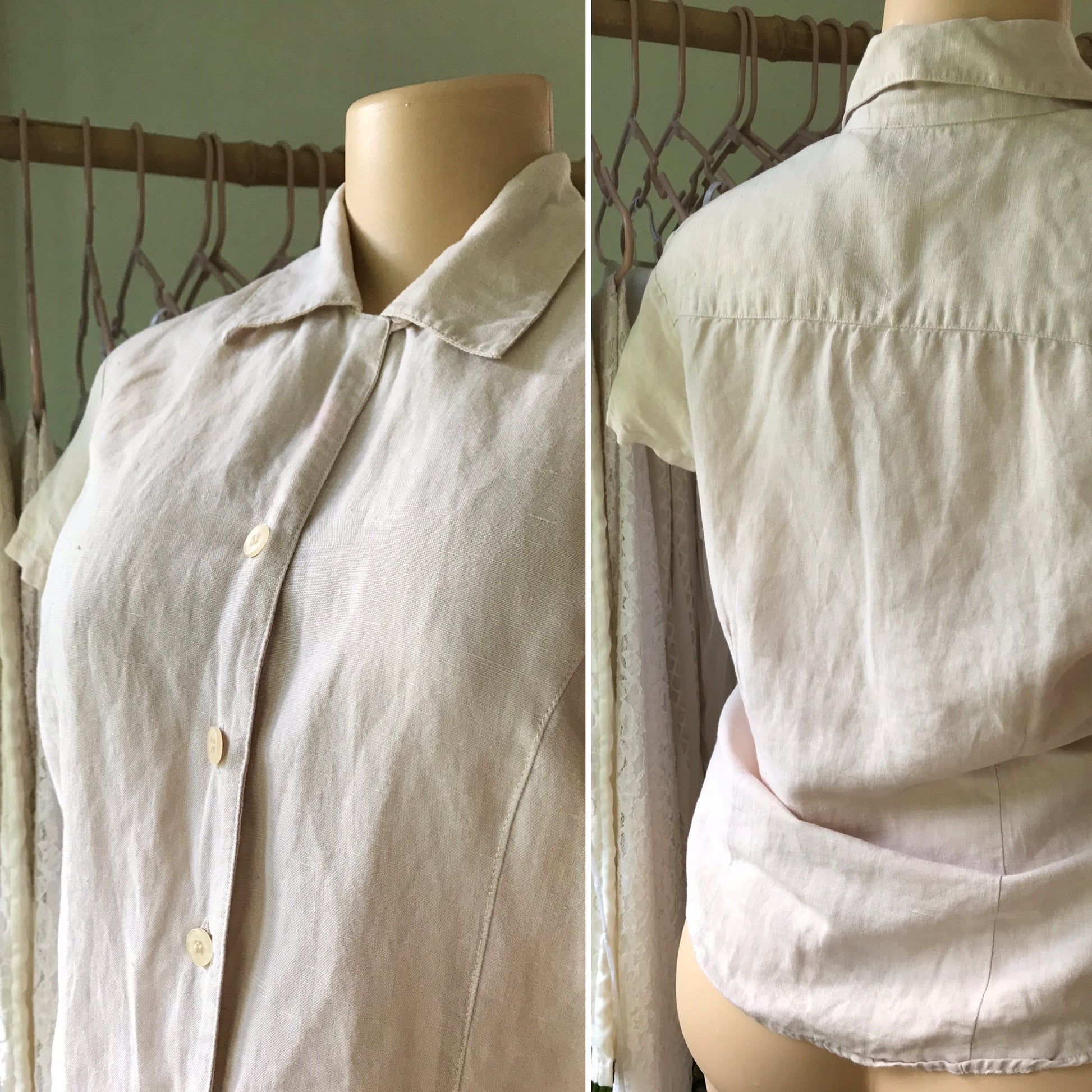 70s Linen Tidy Minimalist Blouse
