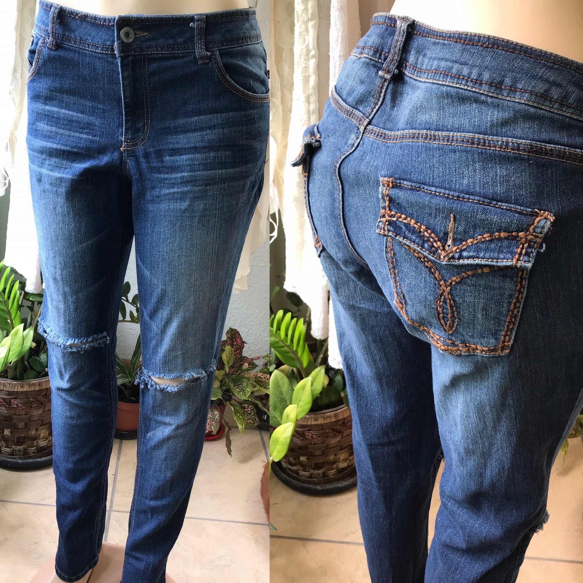 Basic Rip Road Jeans Blue XL