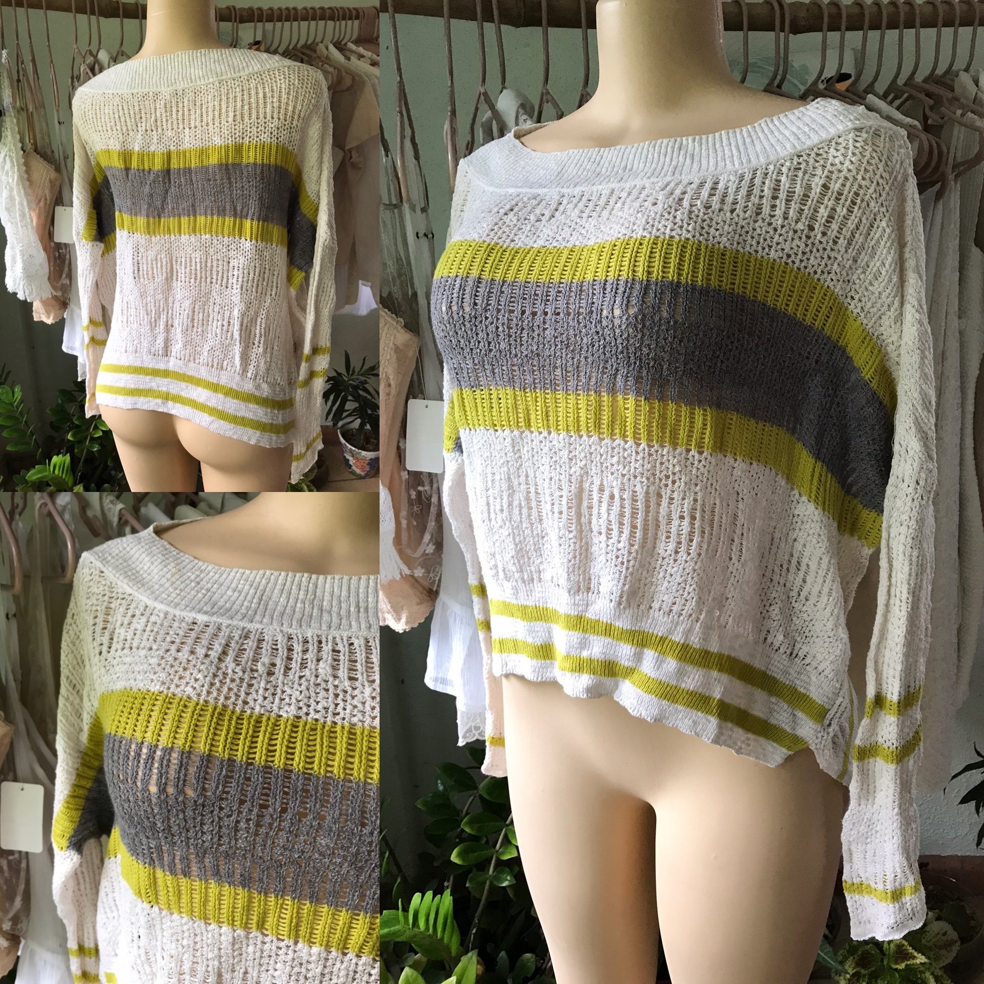 FREE PEOPLE Slinky Sweater Rugby Sripe