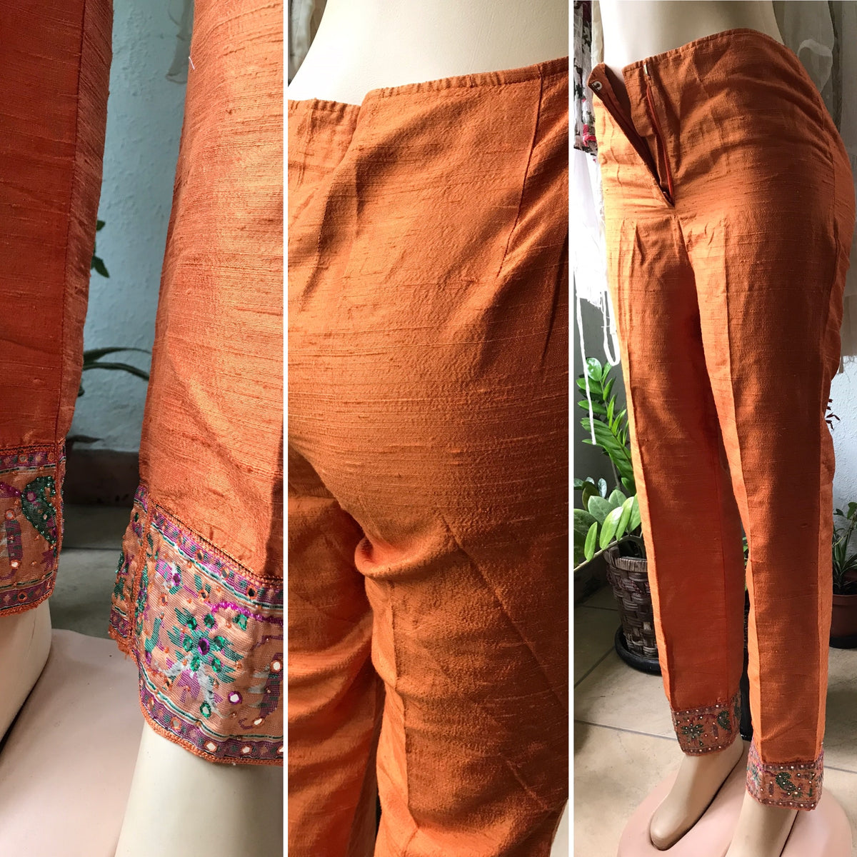 Novelty Indian Charmeuse Pants Beaded Detail
