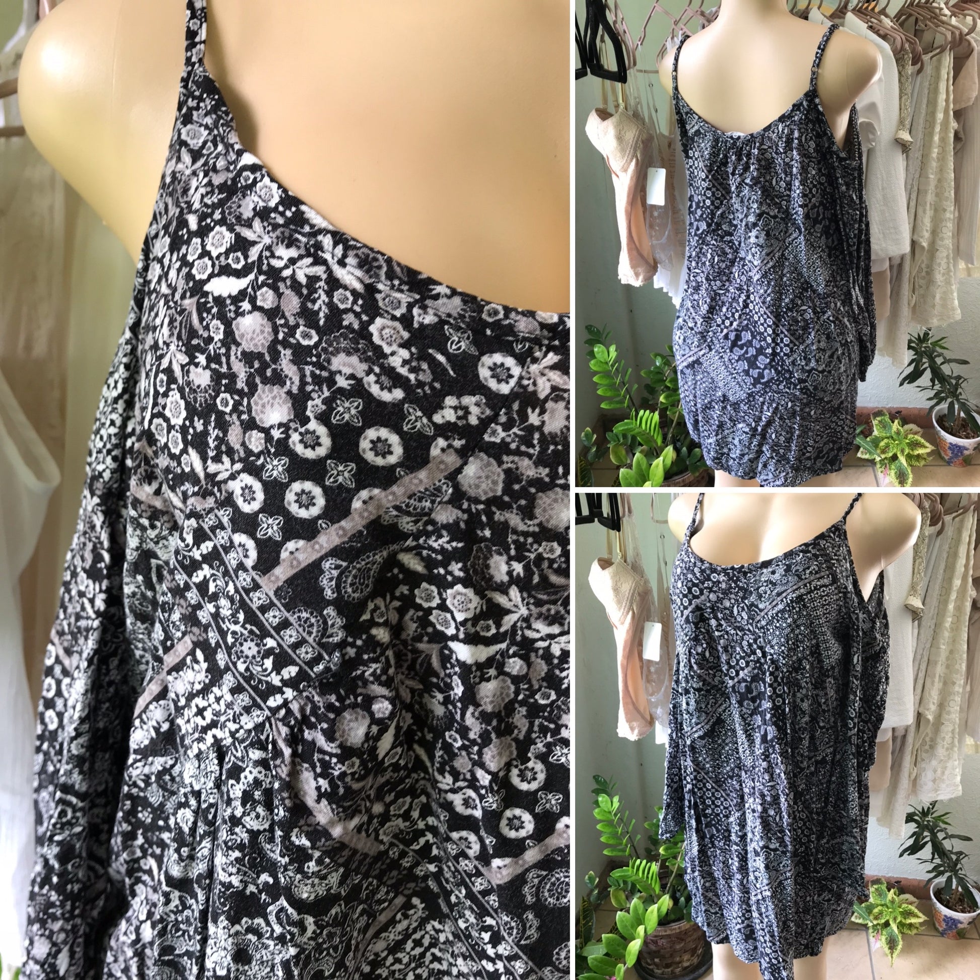 B&W Boho Cold Shoulder Dress
