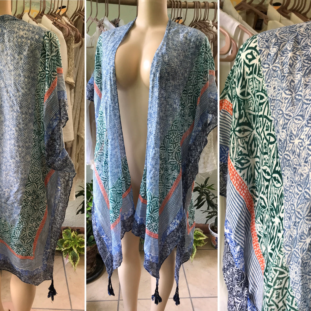 One Size Boho Long Kimono Cardigan Tassel