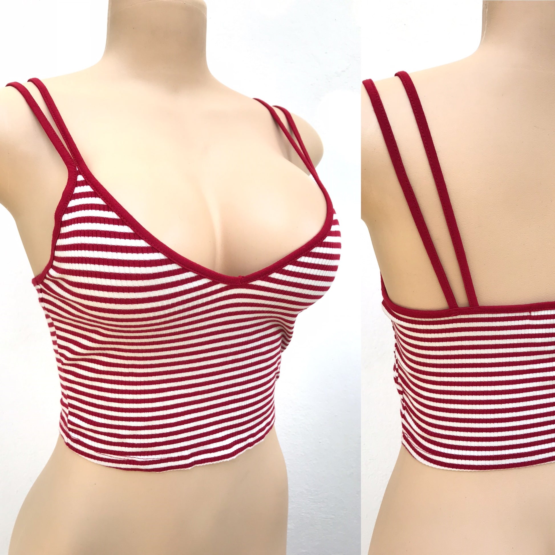 Aesthetic Red Stripe Knit Crop Top