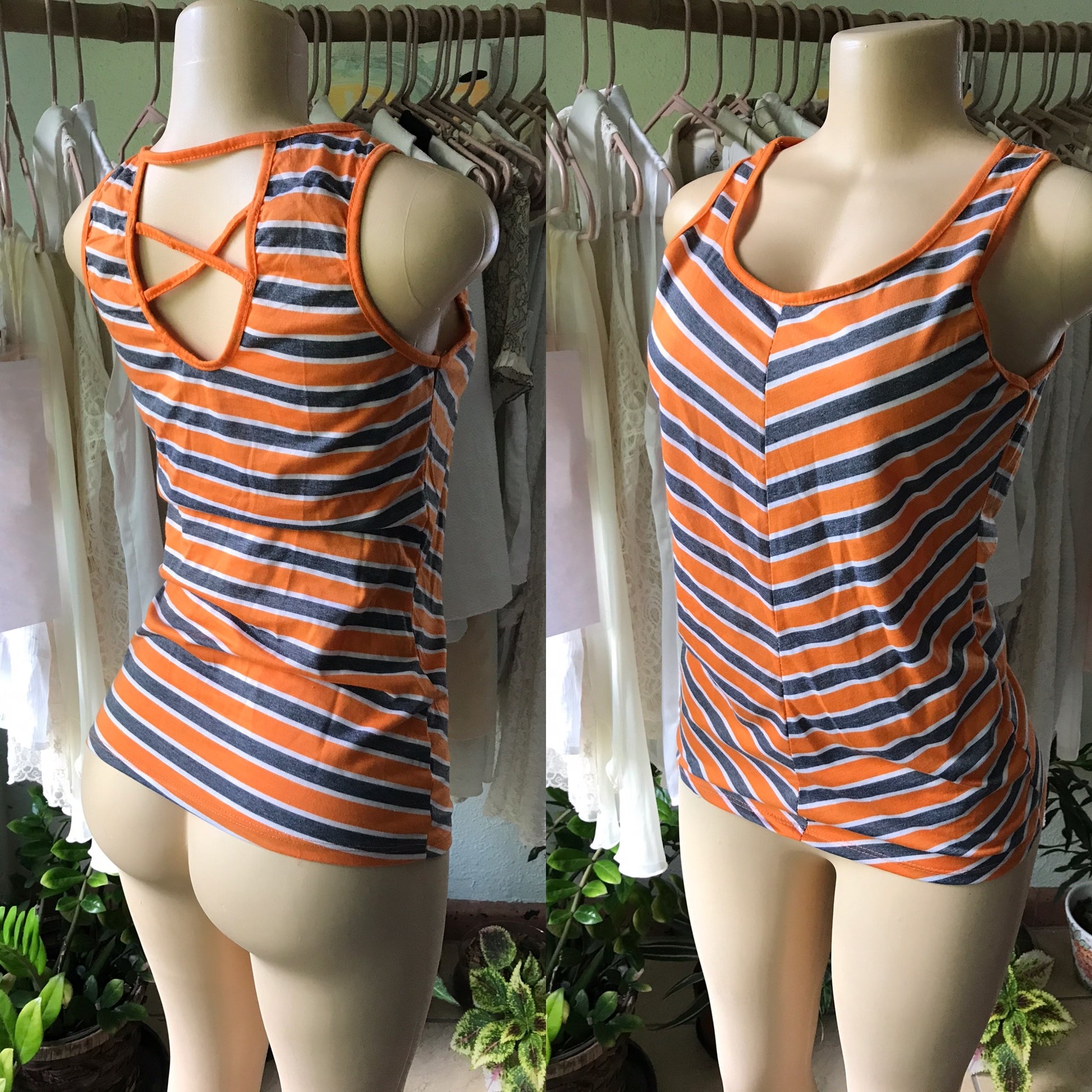 Basic Orange Stripe Tank