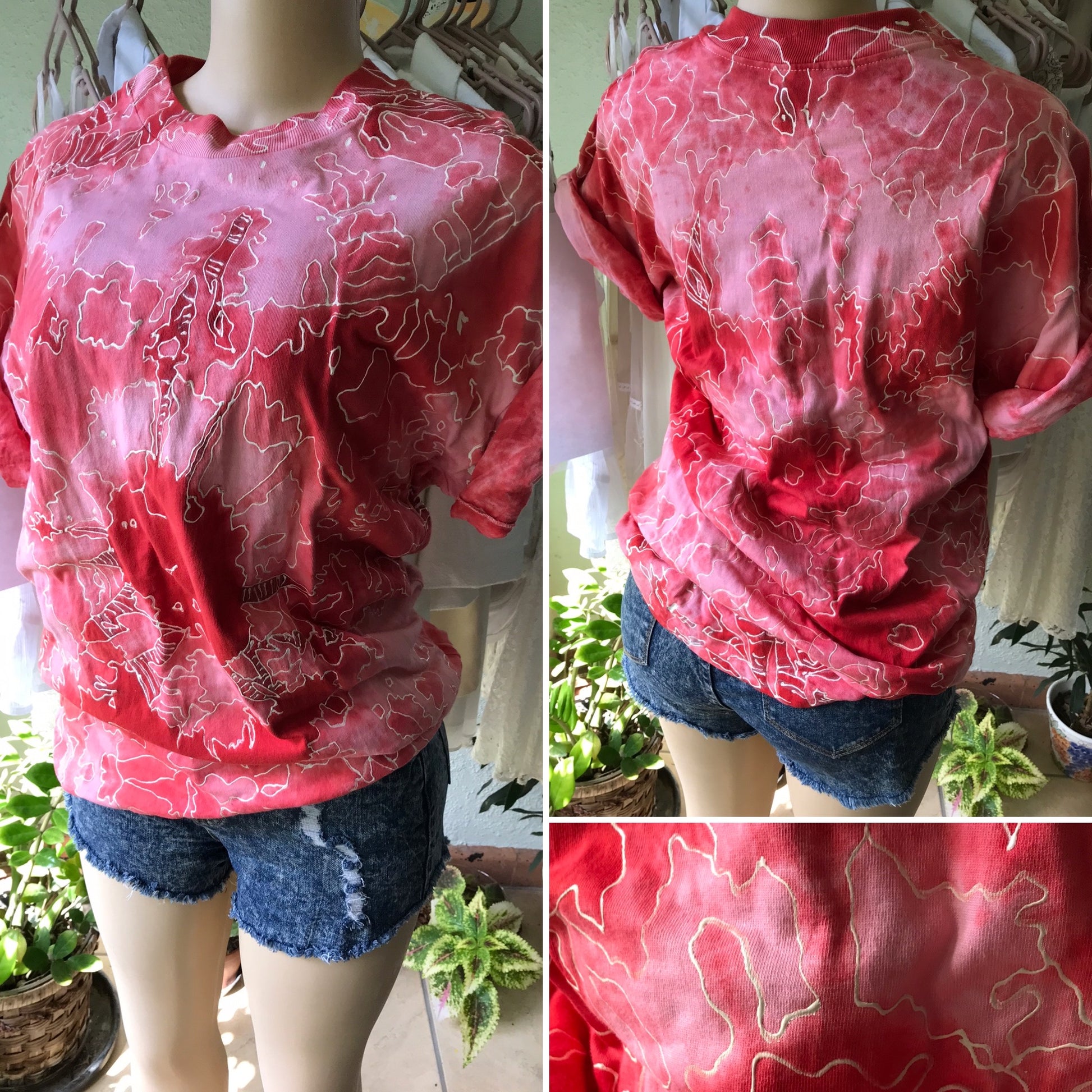 100% Cotton Tie Dye T-Shirt Red