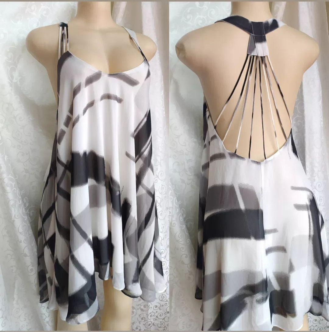 Black & White Open Back Sheer Halter