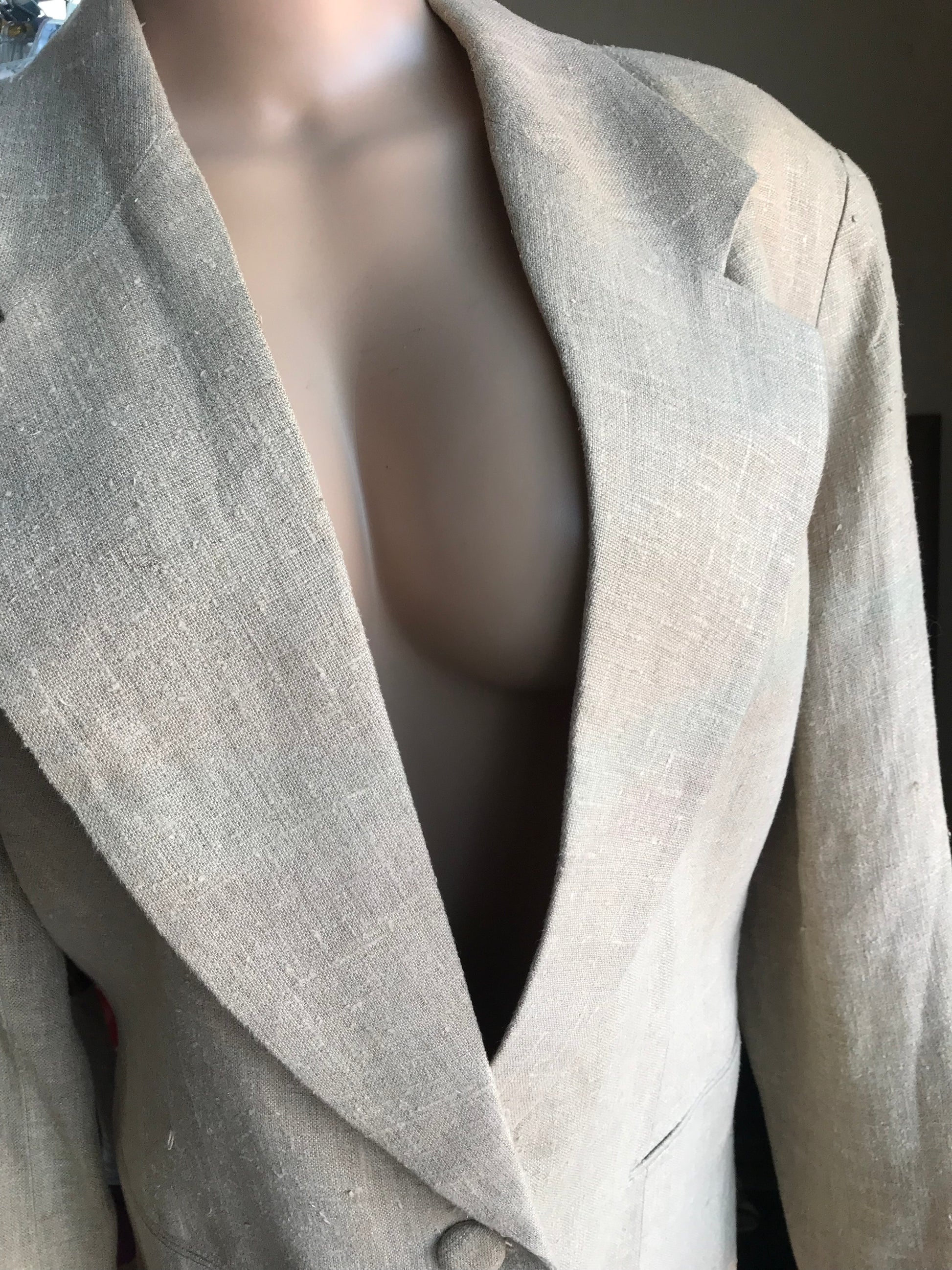Vintage Sand Linen Blazer - L/XL/