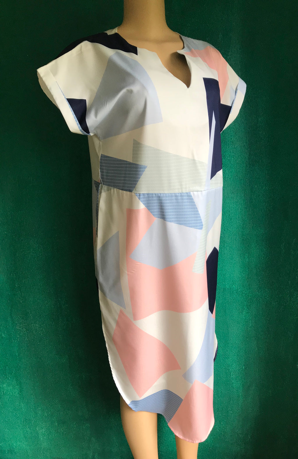 New Pastel Geo Block Sheer Dress