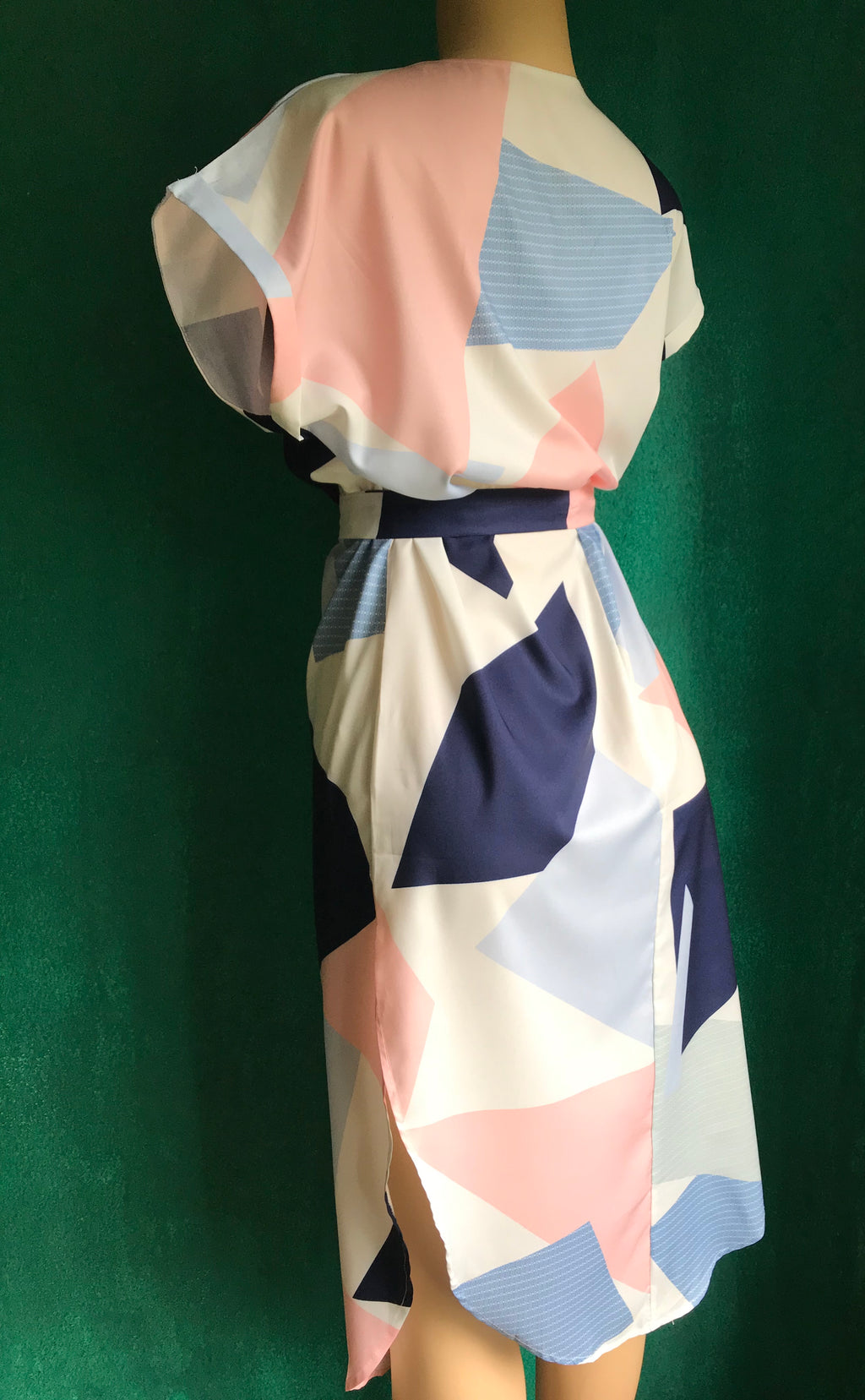 New Pastel Geo Block Sheer Dress