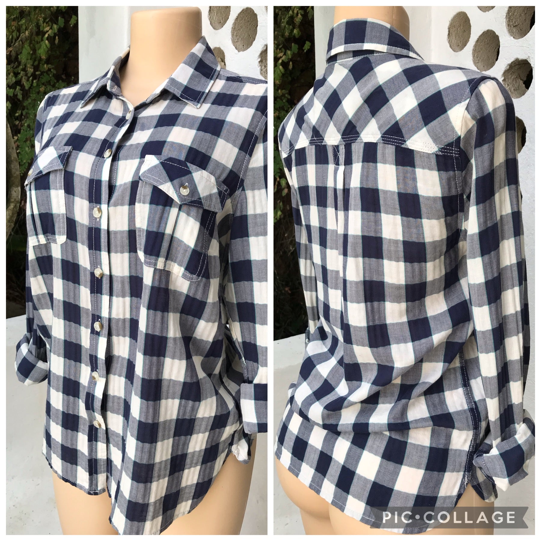 80s Classic Flannel Shirt Navy 100% Cotton