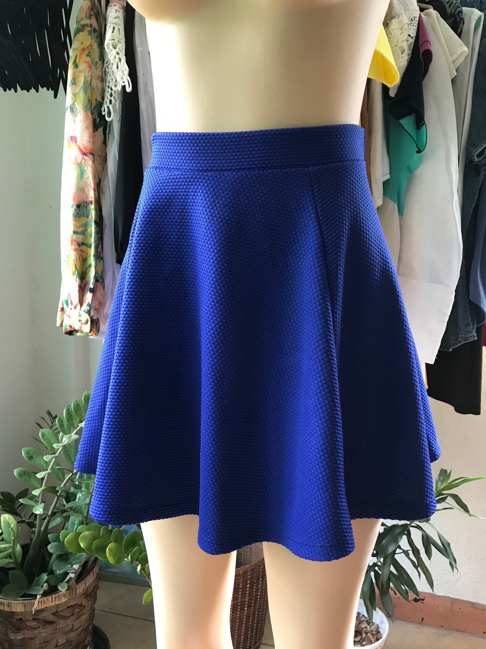 River Island Cobalt Blue High Waist Skater Skirt