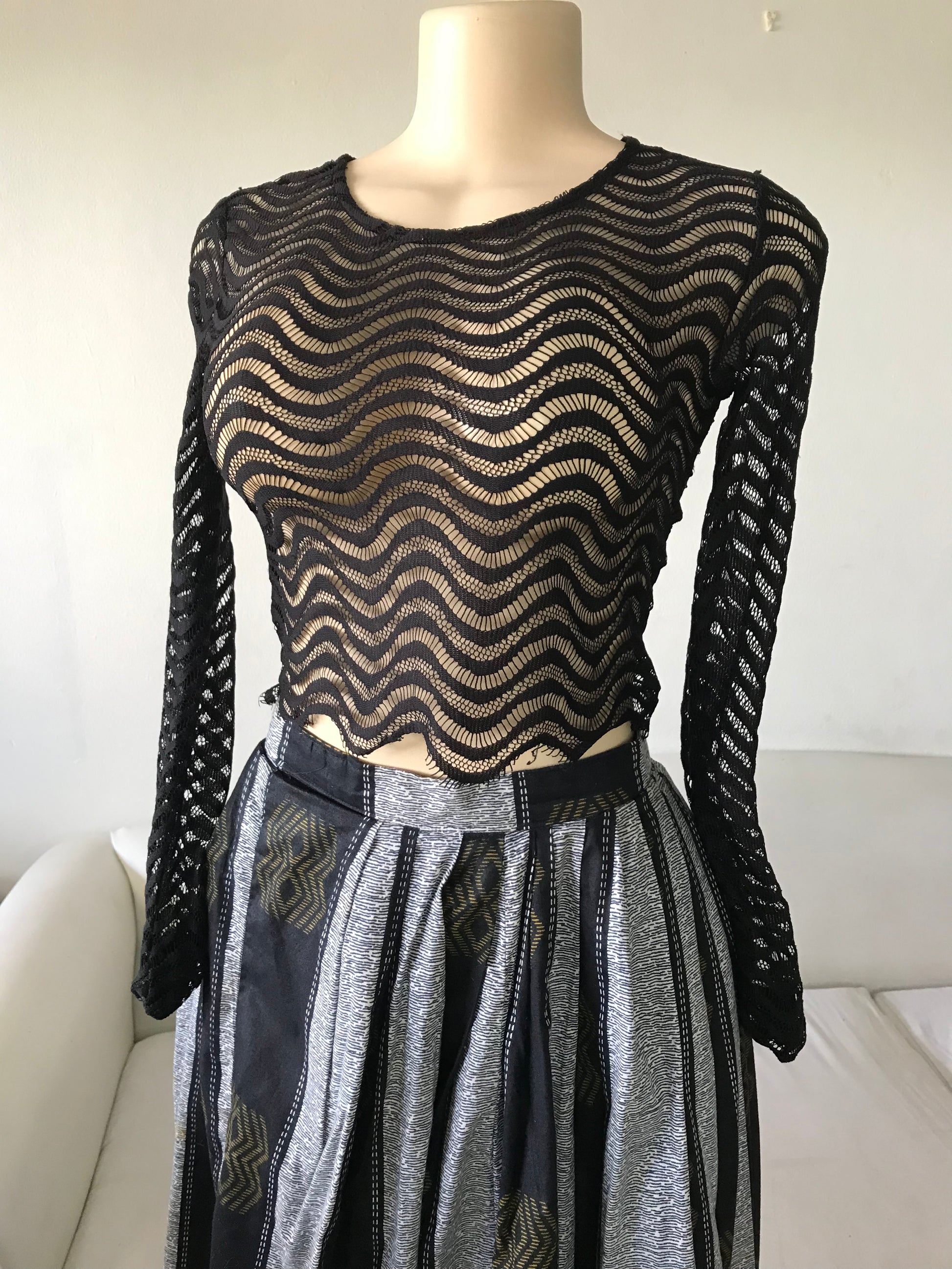 Black Lace Top Zip Back