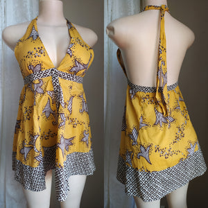 Vintage African Print Halter Top - S