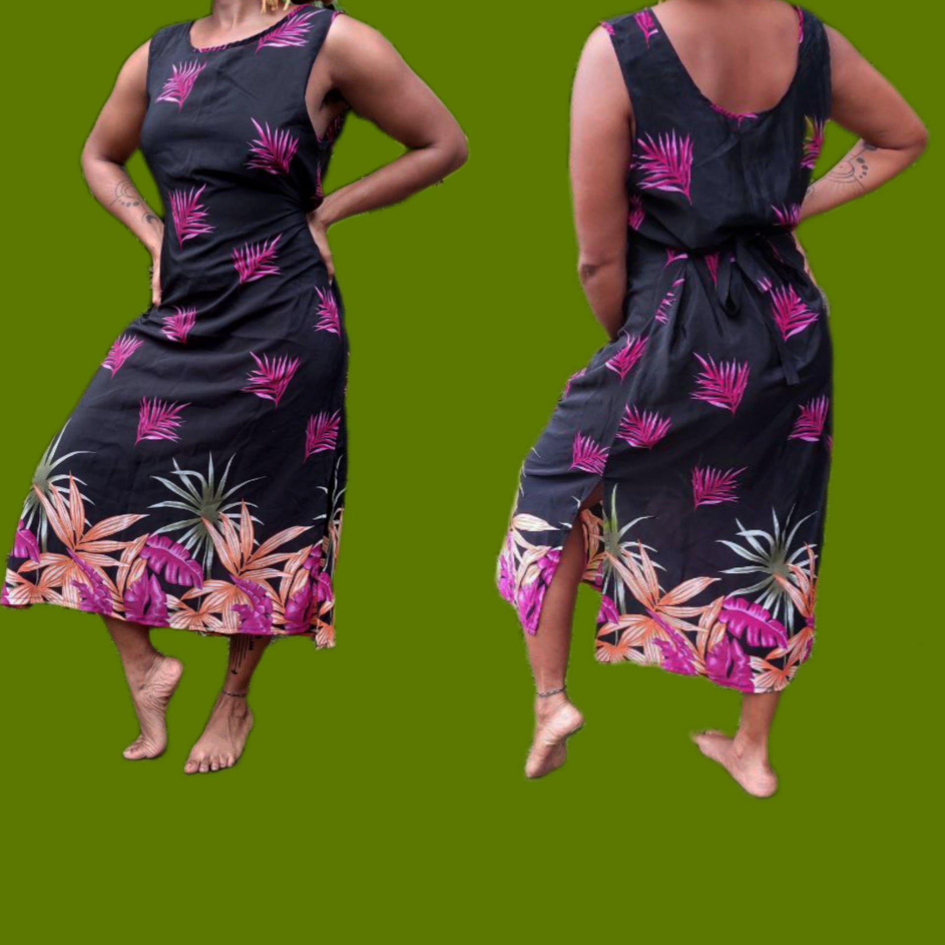 Tropical Print Garden Dress Retro Style - M-XL/ (adjustable)