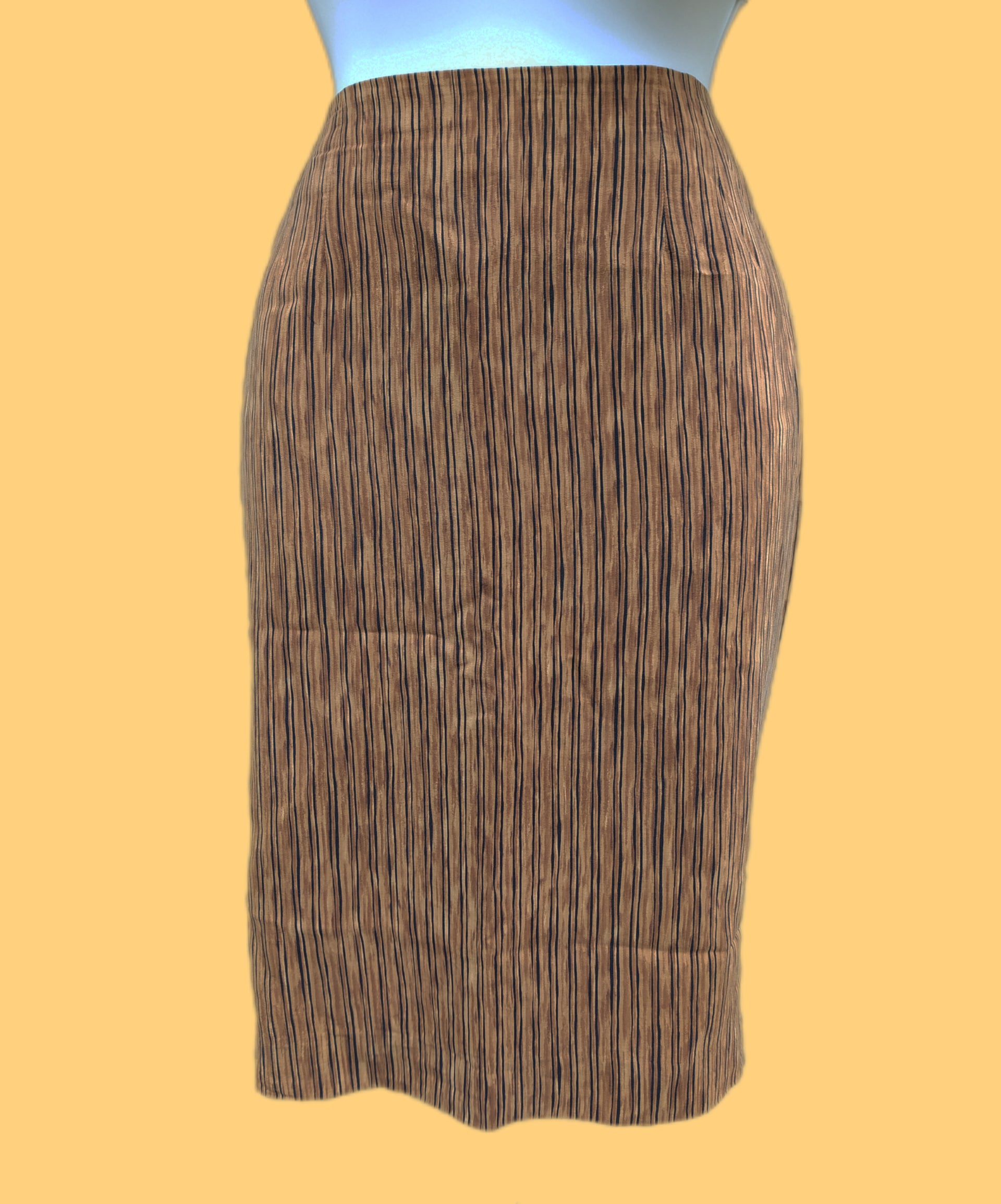 Brown Silk Stripe Skirt - 10