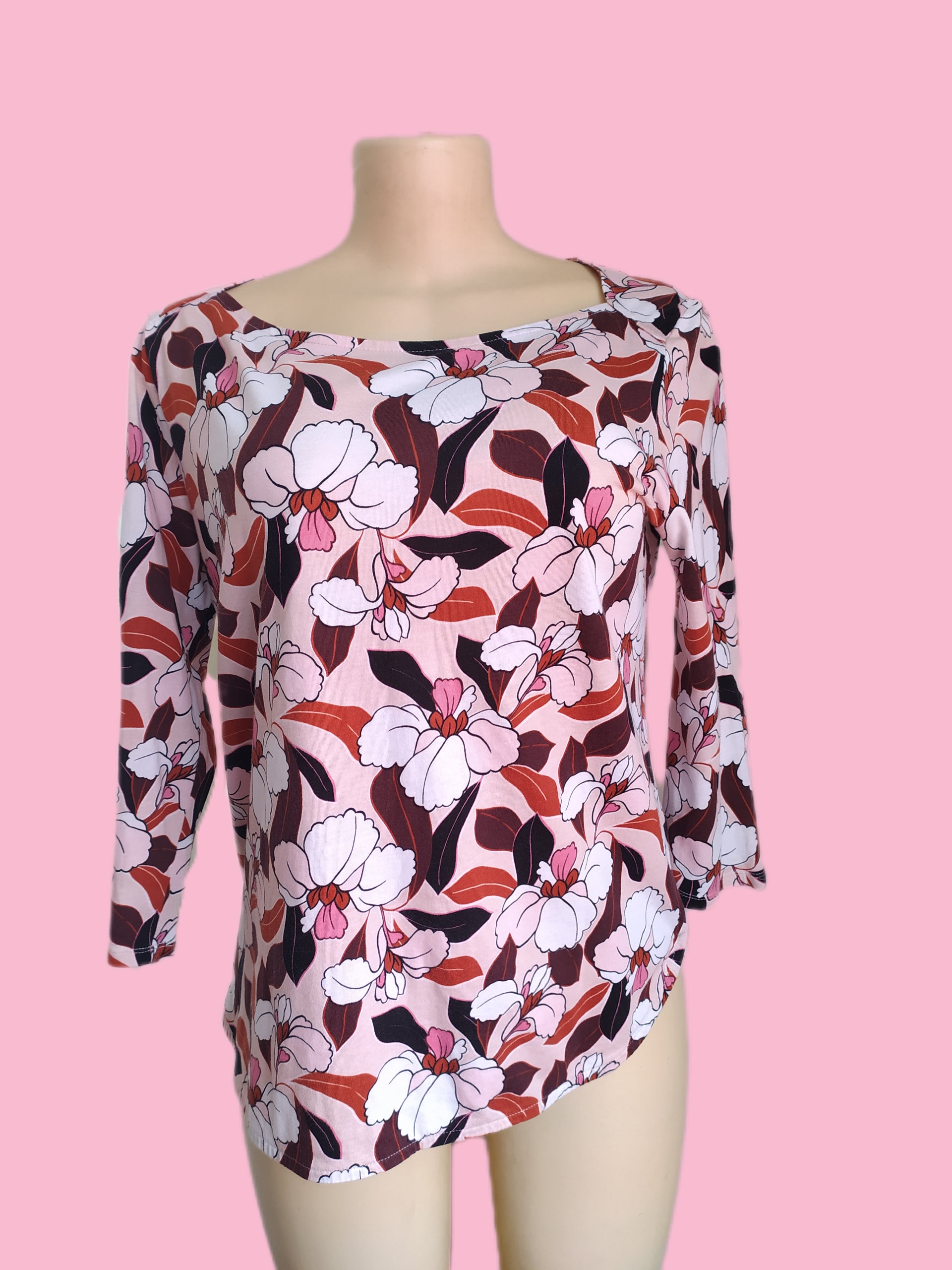 Soft Blush Garden Print Blouse Ann Taylor - M