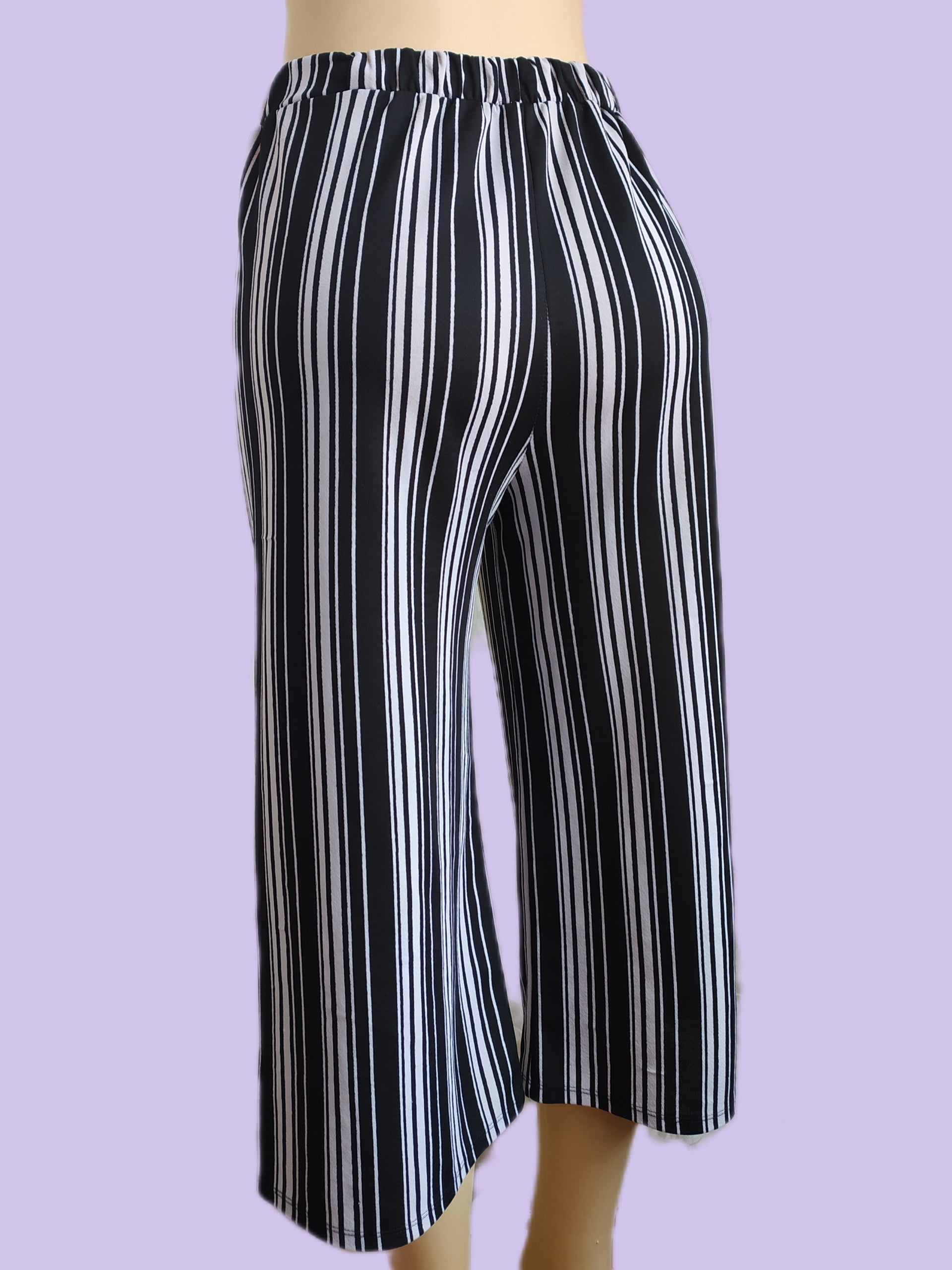 Comfy B&W Stretch Stripe Pants - S/M