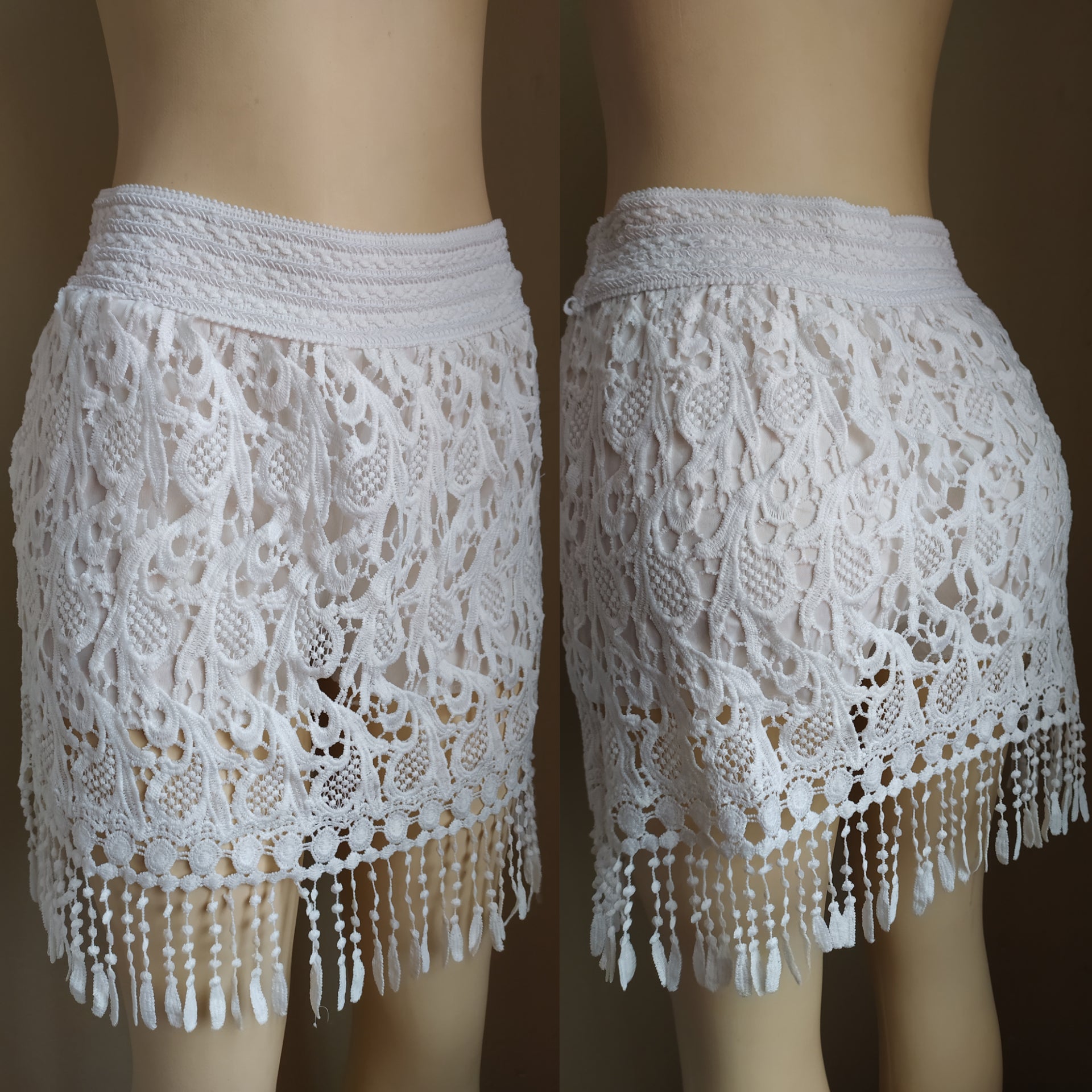 Statement White Lace Tassel Skort - M/L