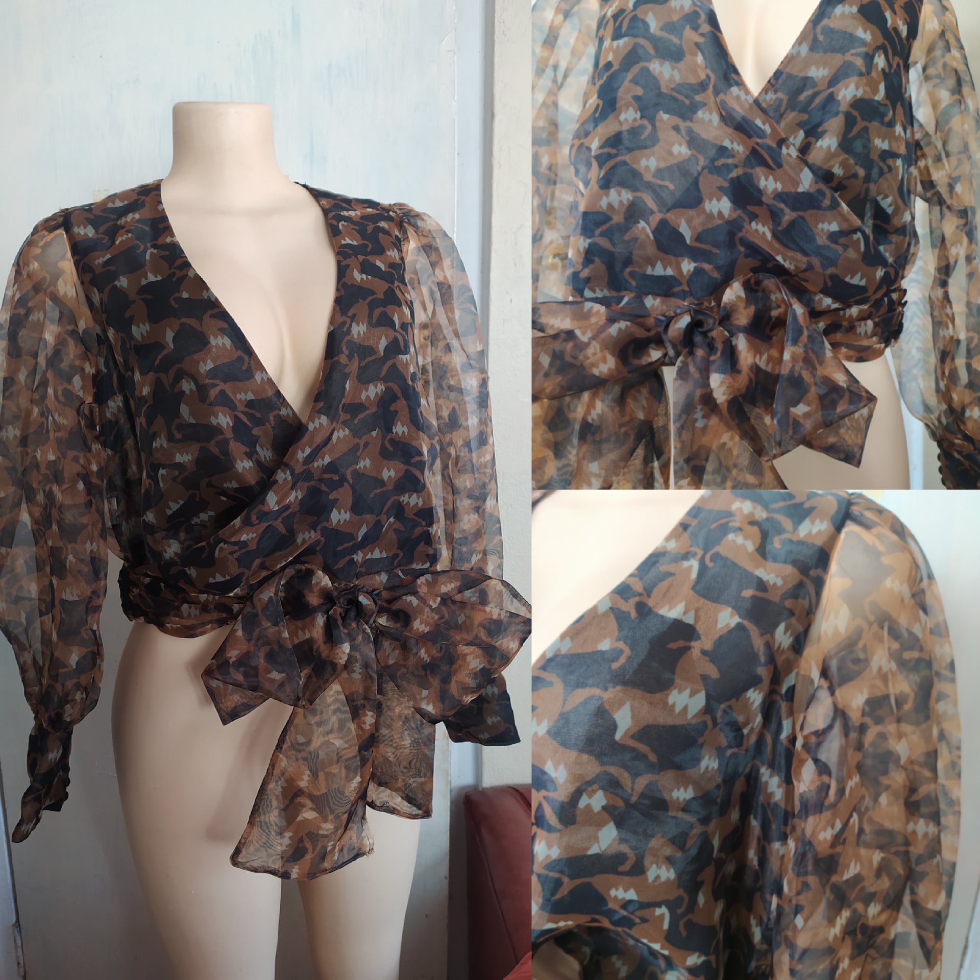 Zara Sheer Wrap Blouse - L