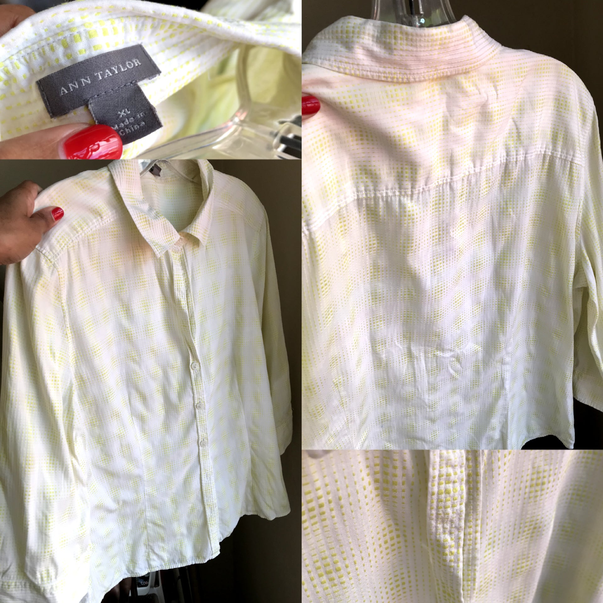 Ann Taylor Professional Neon Embossed Button-Down -/XL/ ...
