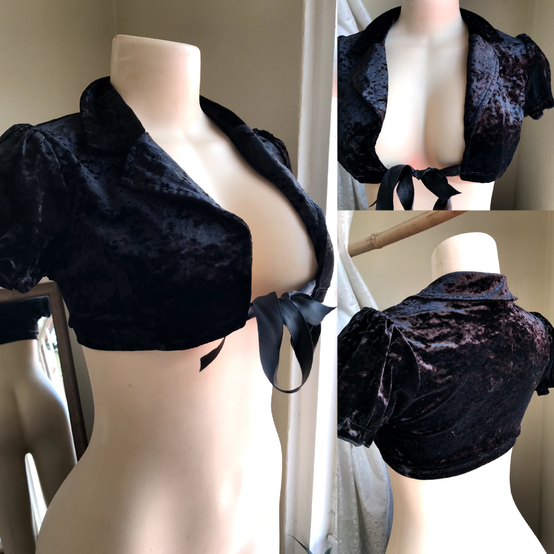 Midnight Velvet Tie-front Mini Jacket - S