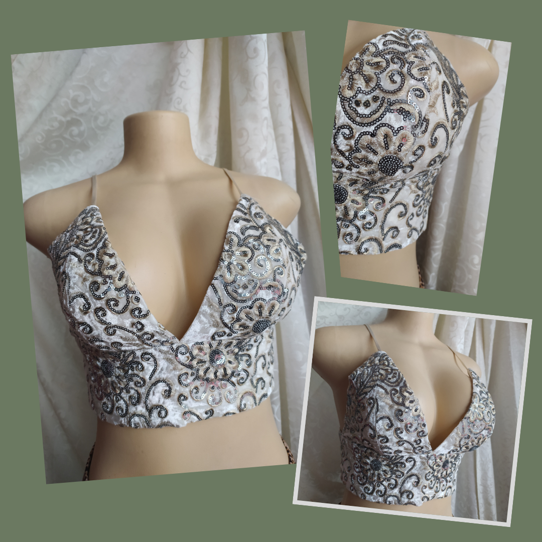 MadForLove White Sequin Bralette - M/L