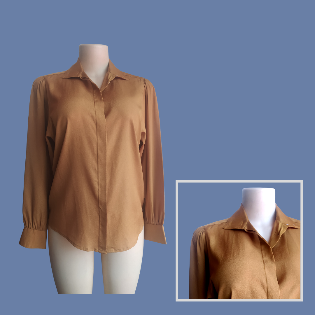 Rouie Burnt Gold Long Sleeve Button Down - 6