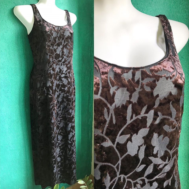 Vintage Velvet Mesh Maxi Dress