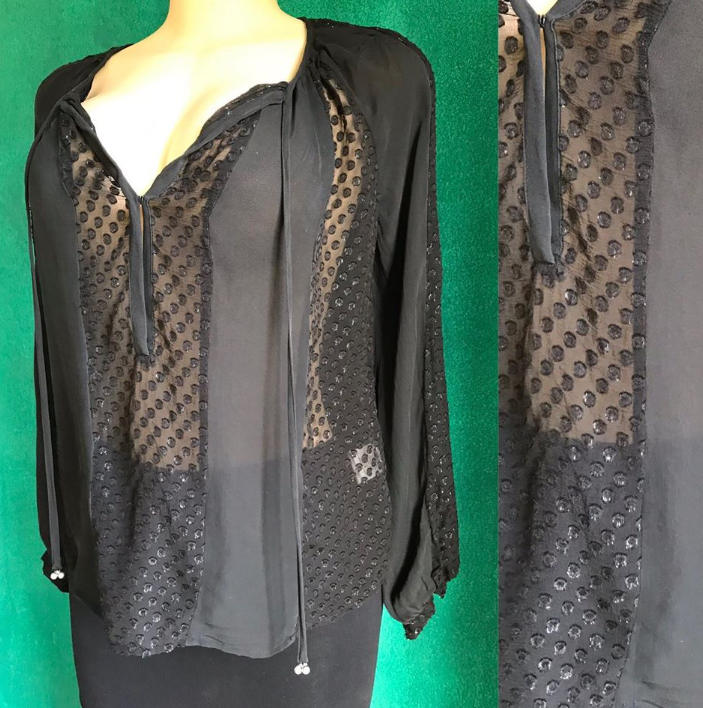 L'AGENCE Black Silk Blouse