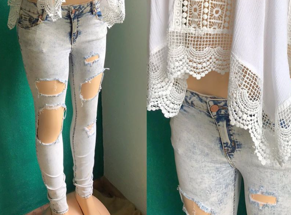 Acid Wash Distressed Jegging