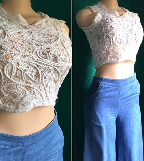 Cream Rope Lace Top
