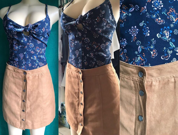 New H&M Suade Button Down A-Line Skirt