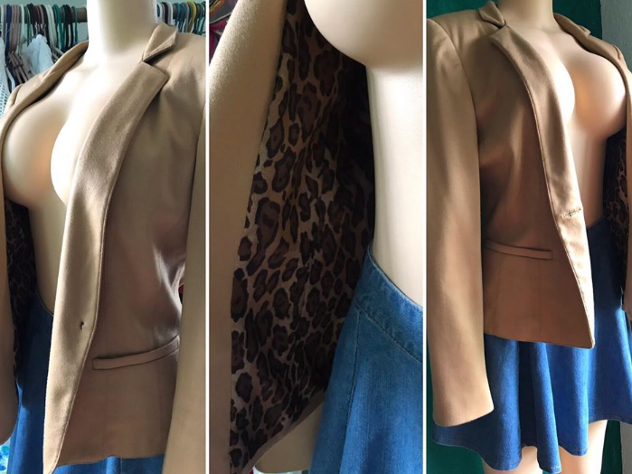 Vintage Soft Camel (Cheetah Lined) Blazer Jacket