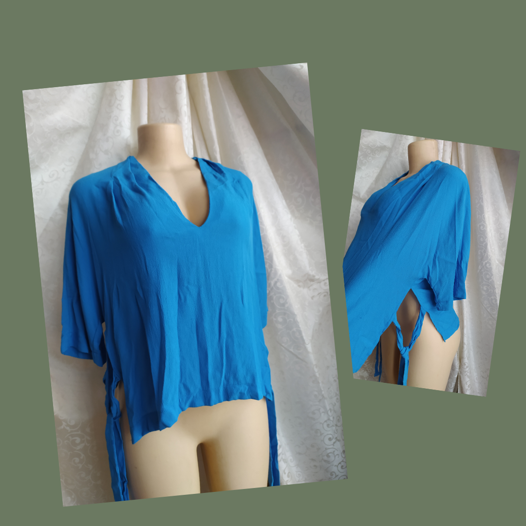 Sky Blue Side Tie Blouse TopShop -M