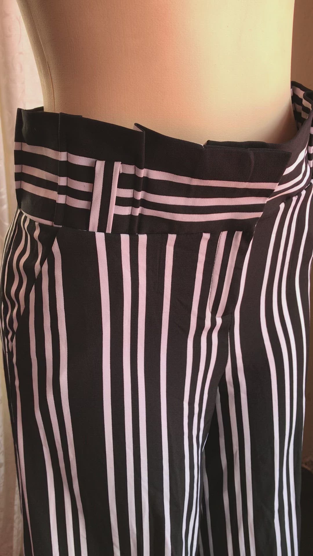 NY Company B&W Stripe Work / Play Palazzo High Ruffle