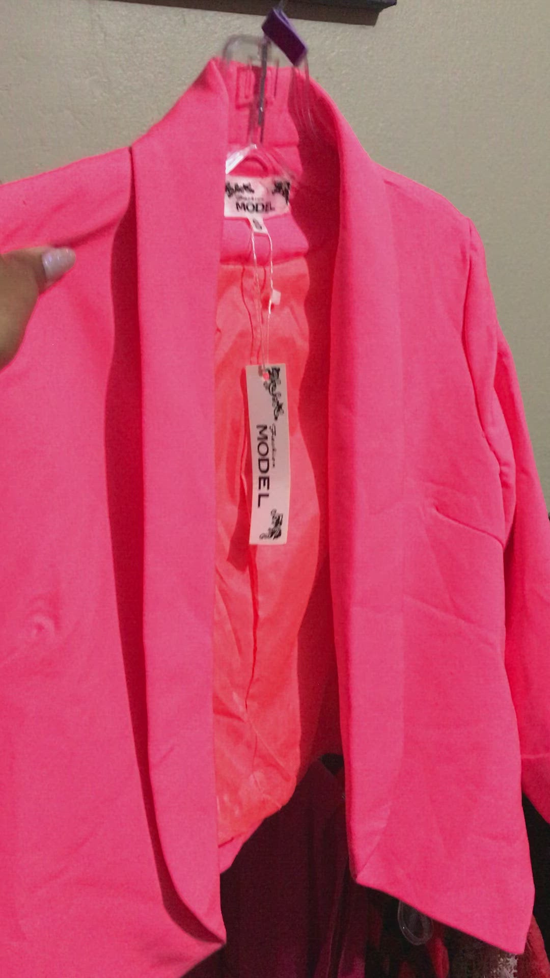 New Tag Hot Pink Shawl Collar Jacket
