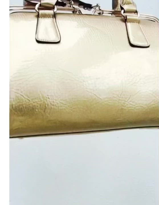Unused Shiny Gold Ladies Handbag Special Closure